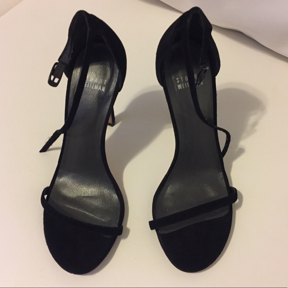 Stuart Weitzman nudist black suede 4.5” heel